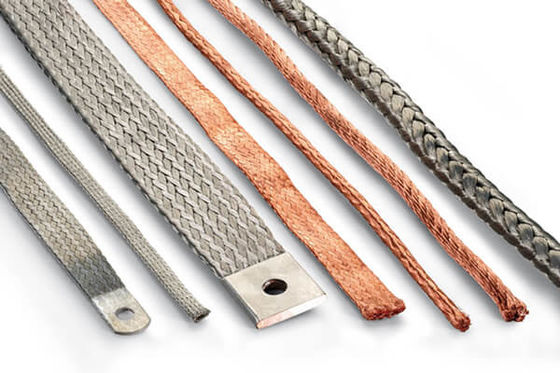 Conector flexível de cobre trançado para ligação elétrica de alta condutividade