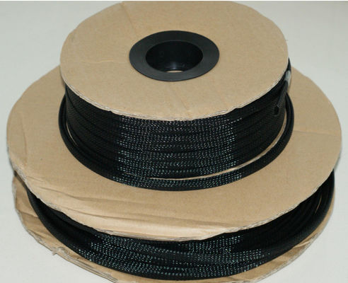 UL RoHS Preto PET Expandível Braided Sleeve Resistente a altas temperaturas