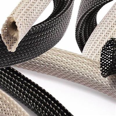 UL RoHS Preto PET Expandível Braided Sleeve Resistente a altas temperaturas
