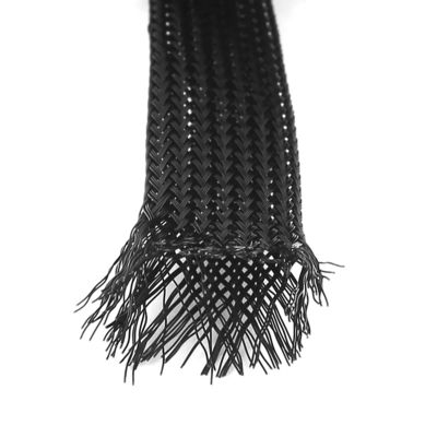 UL RoHS Preto PET Expandível Braided Sleeve Resistente a altas temperaturas